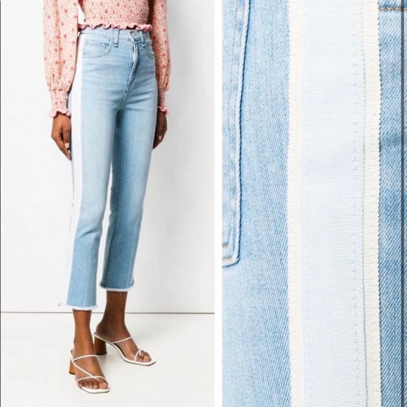 Veronica Beard High Rise Kick Flare Crop Jeans - Picture 2 of 12